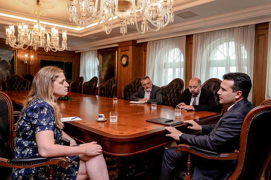 Премиерот Заев ја Прими Новата Амбасадорка на Обединетото Кралство на Велика Британија и Северна Ирска, Рејчел Галовеј