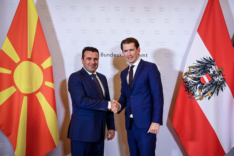 Средба на Премиерот Заев и Канцеларот Курц: Република Австрија е и останува голем пријател и поддржувач на Република Северна Македонија